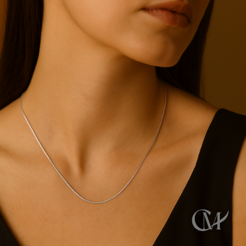 Classic Curb Chain in 18K White Gold – 60 cm