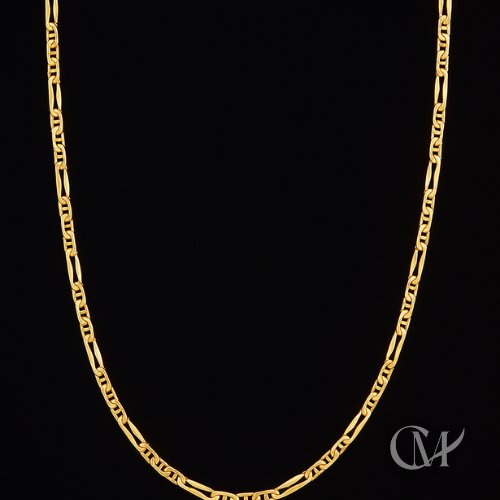 Hollow Yellow Gold Figaro Chain