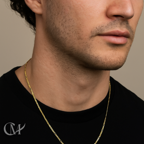 Hollow Yellow Gold Figaro Chain