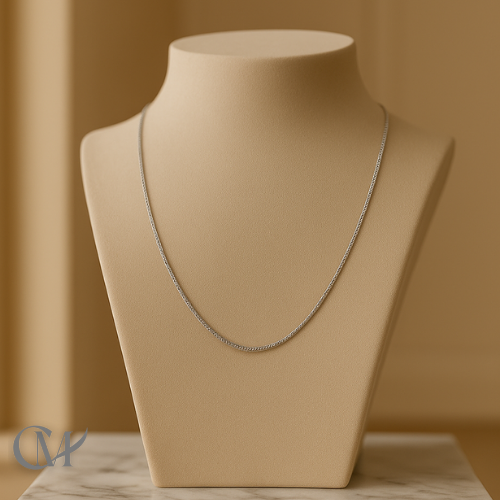 Classic Curb Chain in 18K White Gold – 60 cm